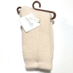 New Lemon Buttermilk Reading Sock L-7124 Cozy Fuzzy Socks Beige Pink